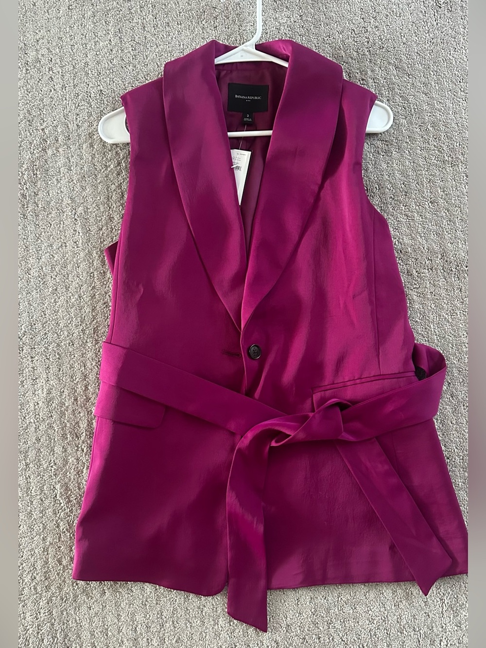 Banana Republic Sleeveless Belted Blazer Vest - Fuchsia